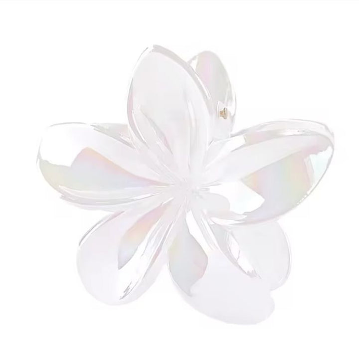 weisse Blumen Haarspange im Metall Kristall Optik Look - Elegante Glamour Haarklammer aus grosser Blume 