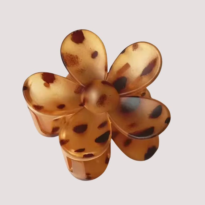 Leopard Braune Blumen Haarklammer, Haarspange mit punkten 