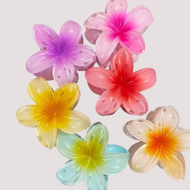 Farbige Blumen Lotus Haarklammern 8cm gross - Haarspangen aus Blumen Lotus Motiv