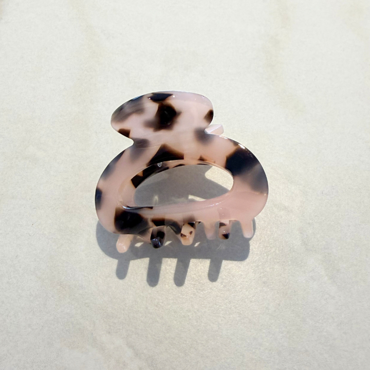 Kleiner Haarclip Haarklammer in beige-rosa schwarz gefleckt 