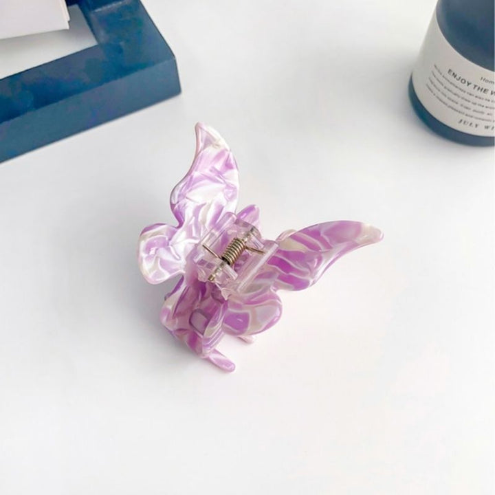 Schmetterling Haarklammer in violett-weissem Farbverlauf gemischt 