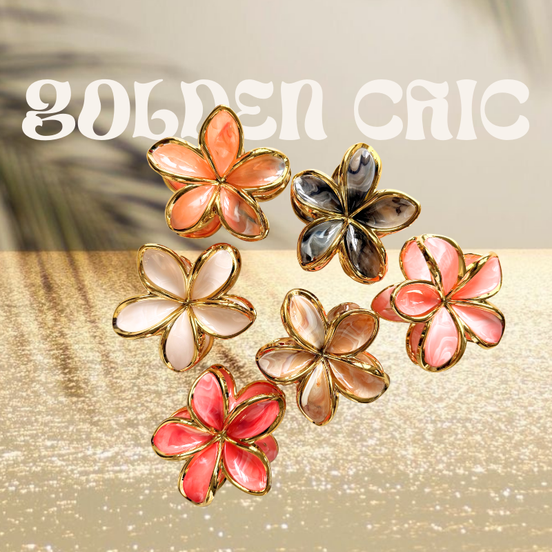 Haarklammer Blumen Golden Chic