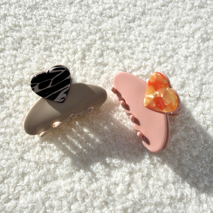 Herz Haarklammer beige rosa modernes Haaraccessoire Damen