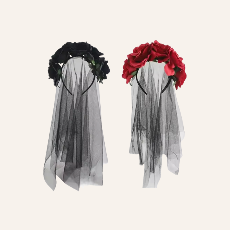 Blumen Haarreifen mit Schleier Bloody Bride