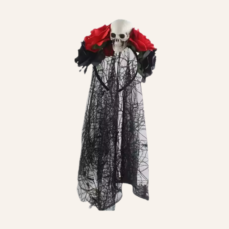 Blumen Haarreifen Schleier Skull and Roses