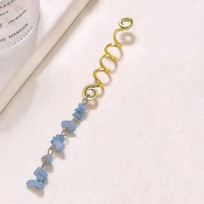 Blauer Haarschmuck auf Spirale mit blauen Mineralsteinen 