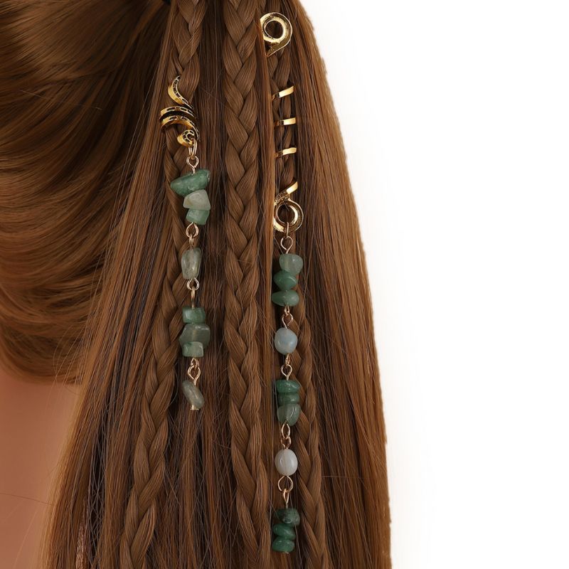 Grüne Festival Hippie Haarschmuck Haar Accessoires aus Mineralsteinen 