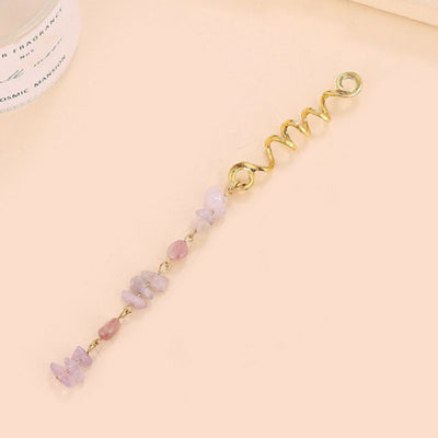 Boho Hippie Style Haarschmuck aus rosa Quarz Mineralsteinen 