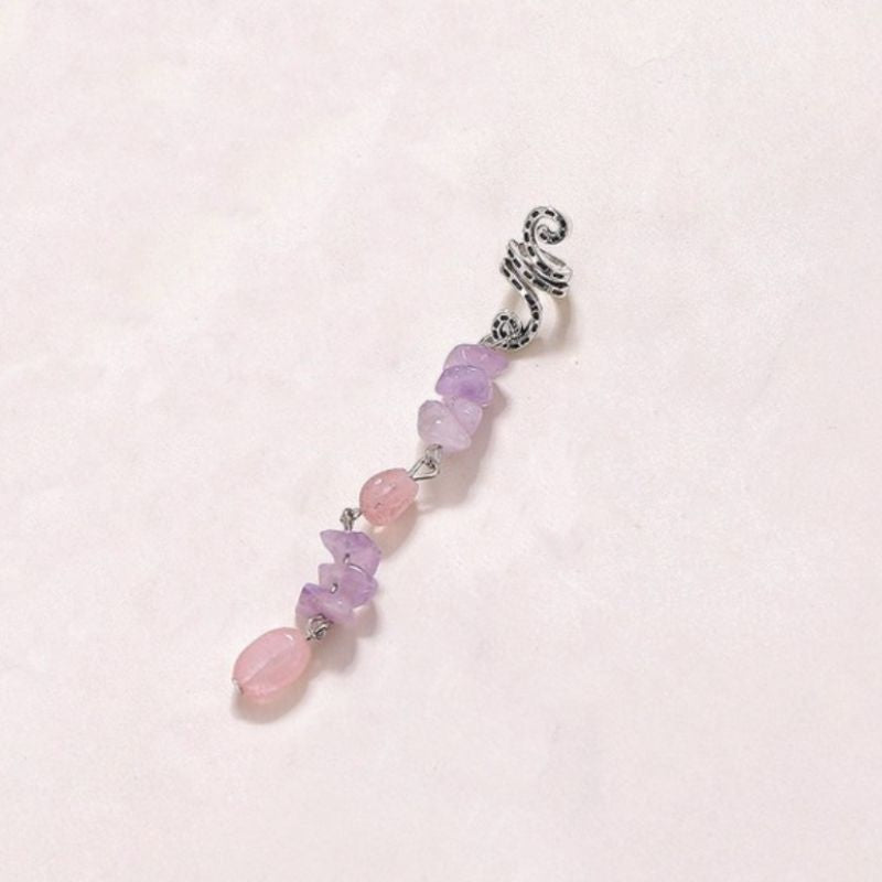Hippie Boho Haarschmuck für deine Festival Frisur - silbernes Haar Accessoires aus Quarz Mineralsteinen 