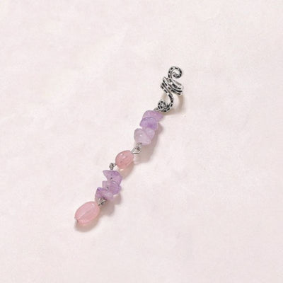 Hippie Boho Haarschmuck für deine Festival Frisur - silbernes Haar Accessoires aus Quarz Mineralsteinen 