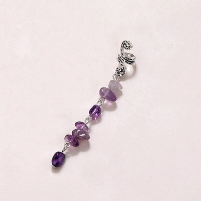 Kurzer Haarschmuck aus Spirale mit Mineralsteinen in violett 