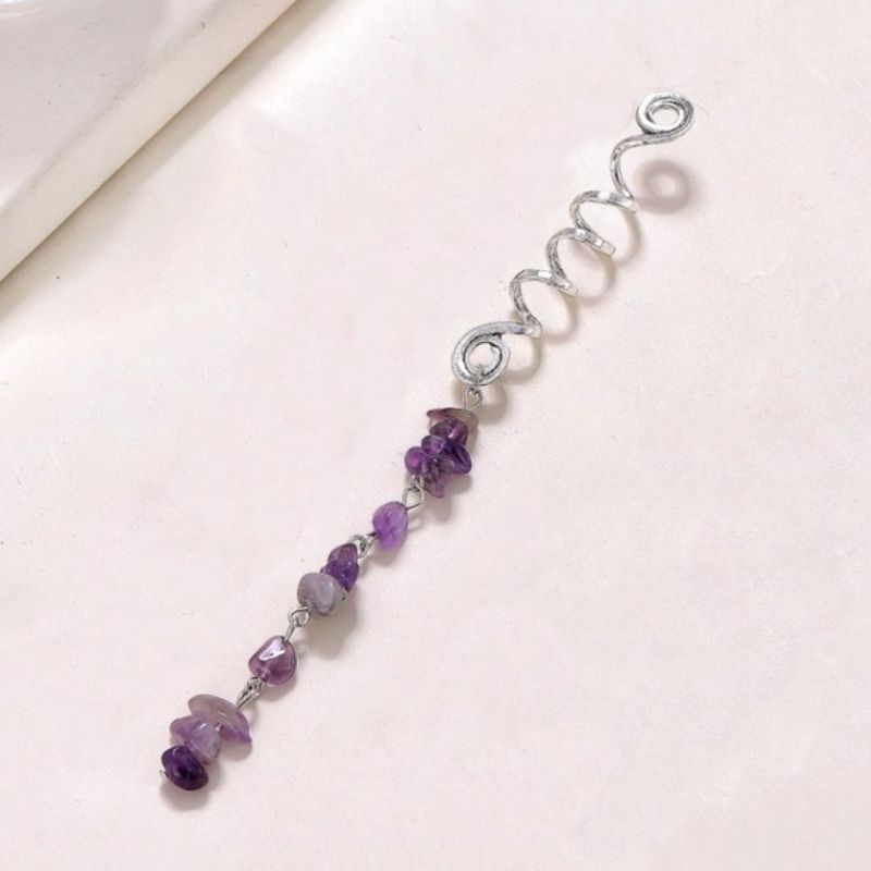 silberner Haarschmuck mit Mineralsteinen - Festival Hippie Haar Accessoires Schmuck 