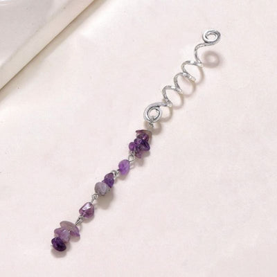 silberner Haarschmuck mit Mineralsteinen - Festival Hippie Haar Accessoires Schmuck 
