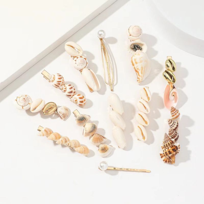 Muschel Haarspangen im Sommer Beach Look - Haar Accessoires mit Muscheln 