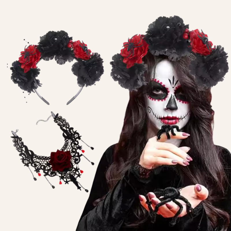 Halloween Haarreifen & Halskette Set Dark Stacy