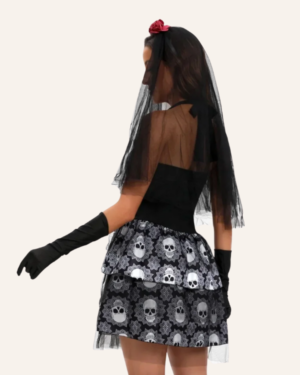 Schwarzes Halloween Kleid Totenkopf Design