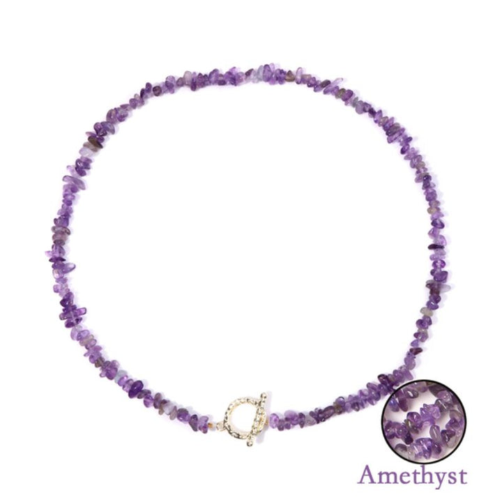 Violette Edelstein Kette, Halskette aus unregelmässigem Amethyst 