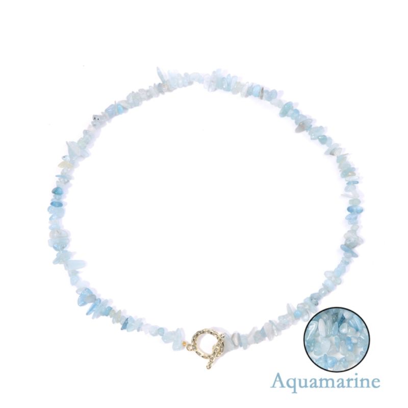 Hellblaue Halskette aus Aquamarine Edelsteine - Stein Halskette aus unregelmässigen Mineralsteinen 