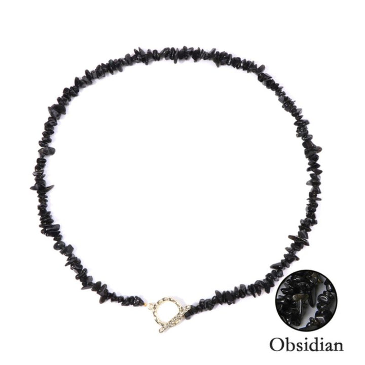 Schwarze Halskette aus Obsidian Edelstein - Mineralstein Edelstein Halsketten online kaufen 