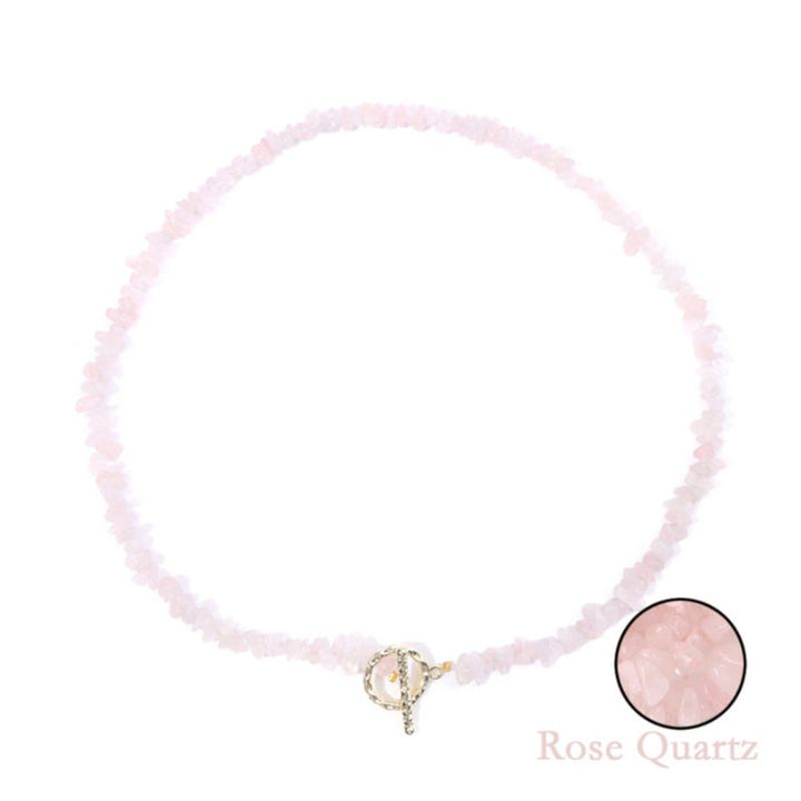 Rosa Halskette aus Rose Quarz Edelsteinen - Kraftvolle Halskette Modeschmuck 