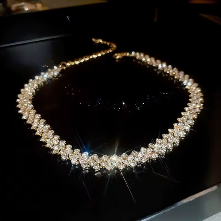 Funkelnde Strass Glitzersteine Halskette für Damen