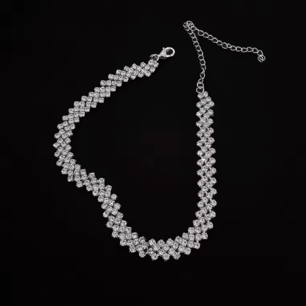 Elegante Strasskette in Silber - Damen Strass Halskette 