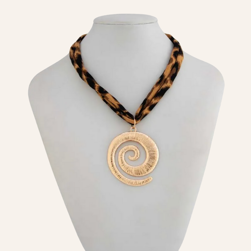 Breite Stoffkette mit Spiral-Symbol - Boho Modeschmuck Halskette kaufen