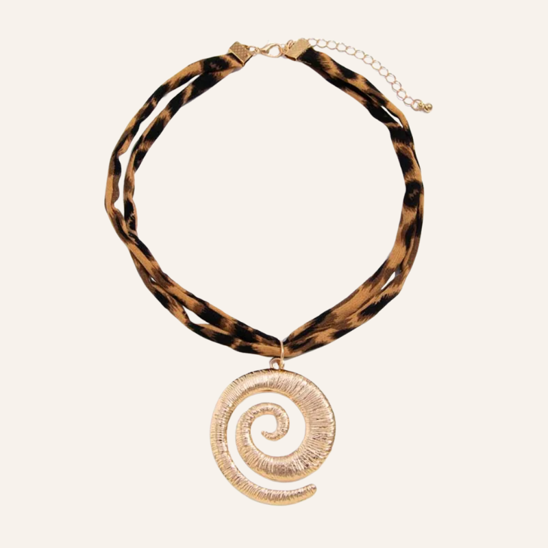 Boho-Choker Halskette mit goldener Spirale