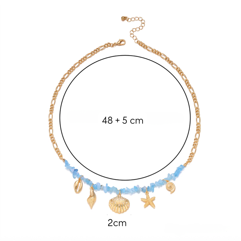 Blaue Schmuckstein Halskette für Damen | Goldene Charm Halskette für Sommer