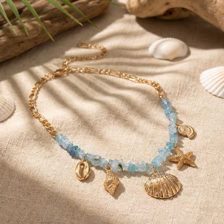 Strand Schmuck mit Muschel Anhängern | Modeschmuck Halskette mit Charms