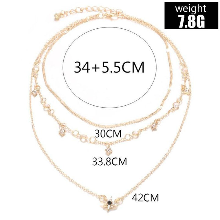 Multilayer Halsketten Choker Modeschmuck Set in gold mit Stern Anhängern