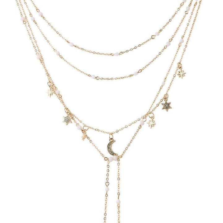 Modeschmuck Himmel Halskette aus Sternen und Mond Symbol 
