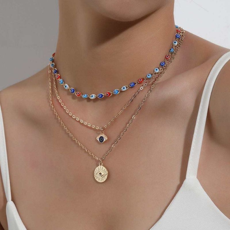 Choker Halskette mit Augen Symbolen und Drittes Auge Anhänger 