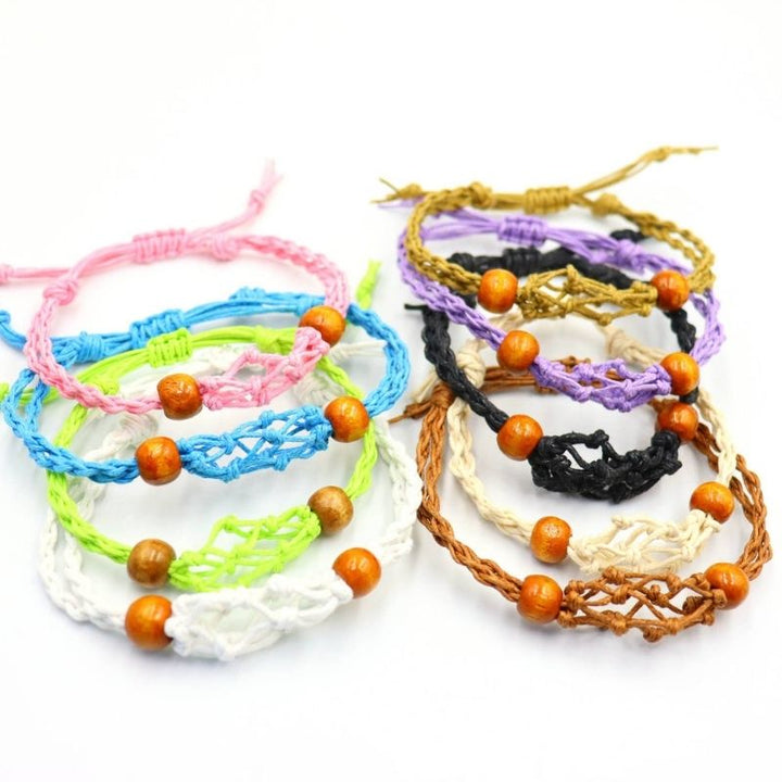 Netztaschen Armbänder aus Baumwolle Garn - Trage deinen Heilstein an einem Armband 