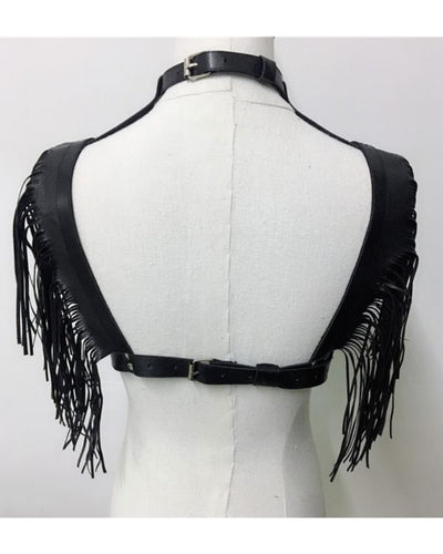 Schwarzes Fransen Schulter Harness Körpergürtel 