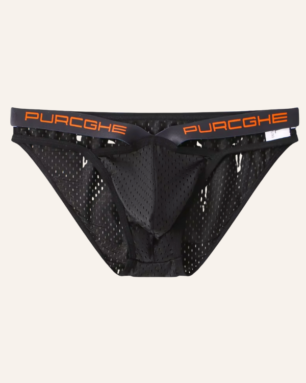 schwarze Jockstrap Unterhose mit Netzstoff und Cut-Outs