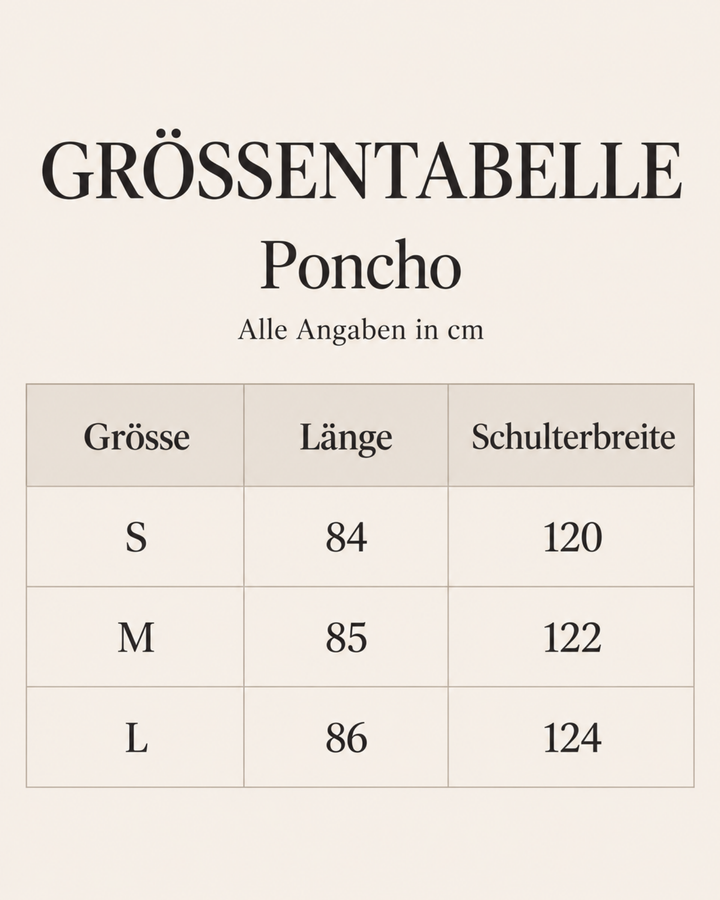 Groessentabelle Poncho Herren 