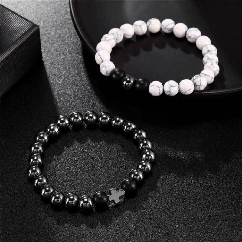 Exklusives Herren Armband-Set mit hochwertigen Perlen und symbolischen Elementen