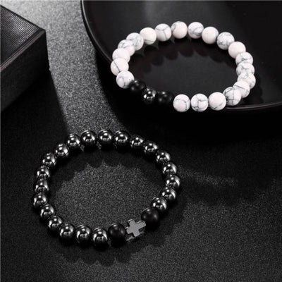Exklusives Herren Armband-Set mit hochwertigen Perlen und symbolischen Elementen