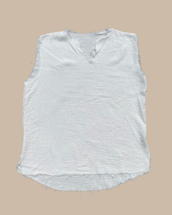 Weisses Cotton Shirt Ärmellos für Herren 