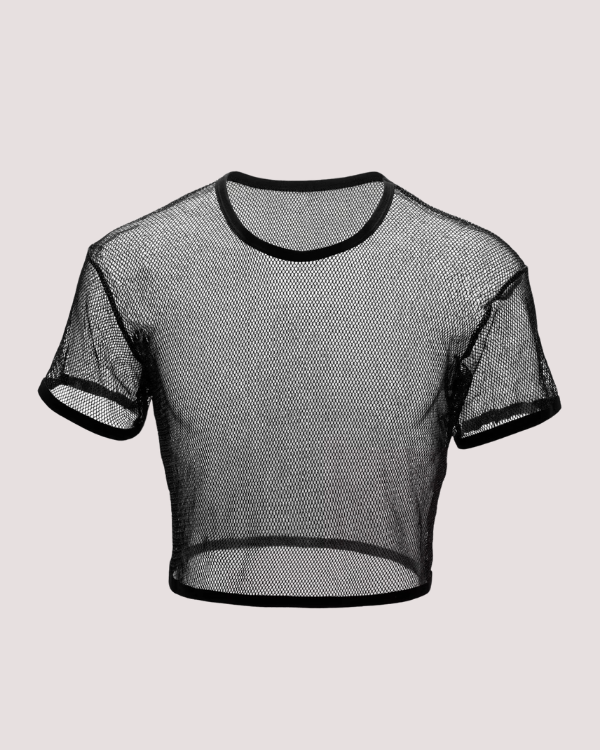 Herren Netz Mesh Crop Top T-Shirt - Kinky Erotik Look 