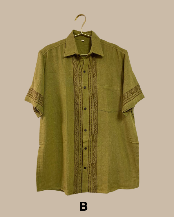 Herren Cotton Hemd Verde Tribal