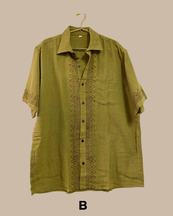 Herren Cotton Hemd Verde Tribal