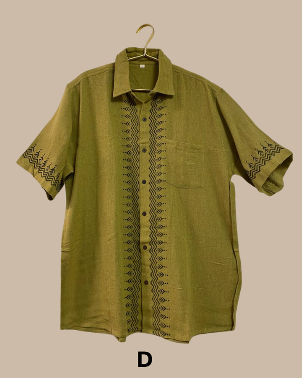 Herren Cotton Hemd Verde Tribal