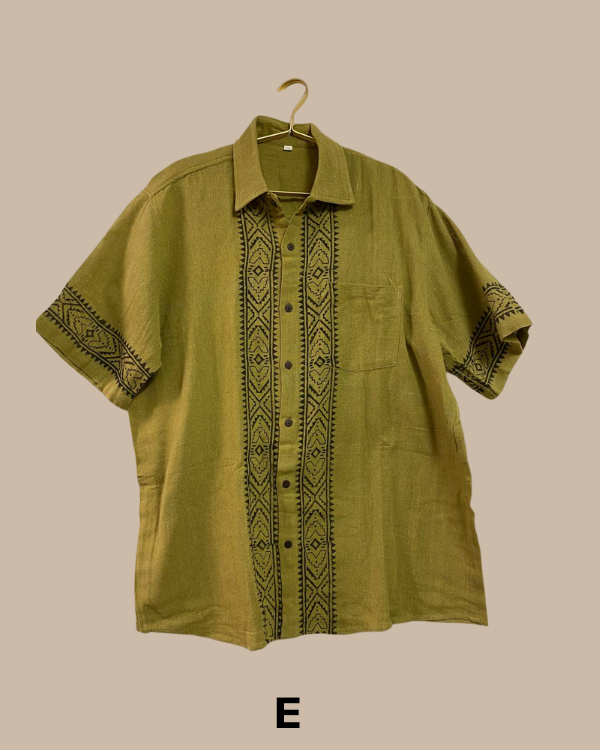 Herren Cotton Hemd Verde Tribal