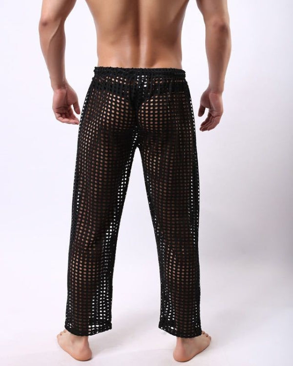 schwarze Fetisch Kinky Männer Hose aus Netzstoff 