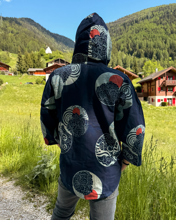 Herren Kapuzenjacke leicht Baumwolle Boho Stil