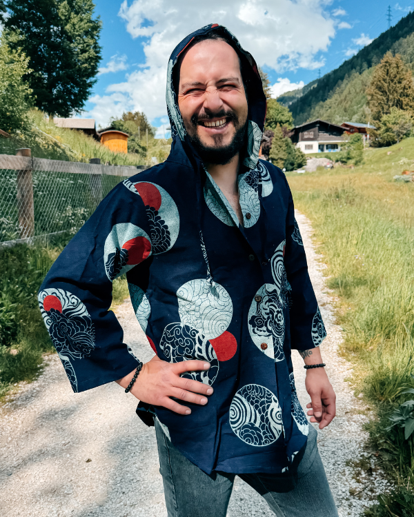 Übergangsjacke Männer Baumwolle Kapuzenjacke im Boho Style aua Thailand 