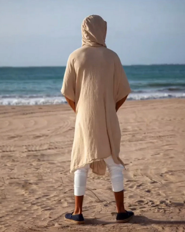 Herren Sommer Cape für Festivals und Strand - Kimono mit Kapuze für Männer 