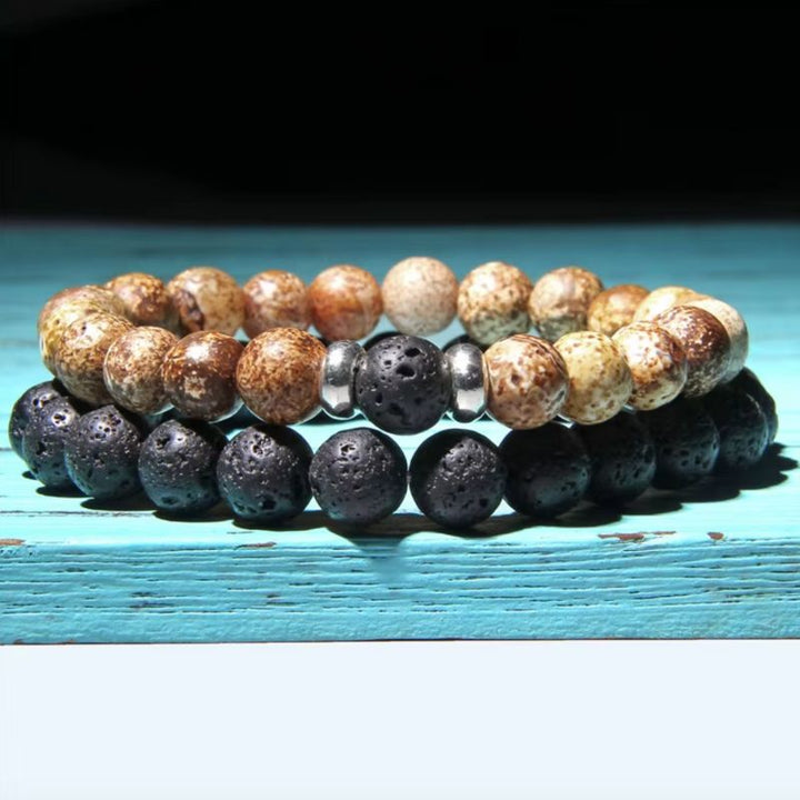 Stillvolles Herren Armband Set mit zwei Perlen Armbändern in schwarz und braun